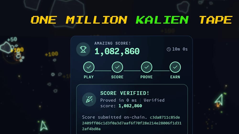The One Million KALIEN Tape: A ZK Gaming Quest Through an Asteroid Field on Stellar